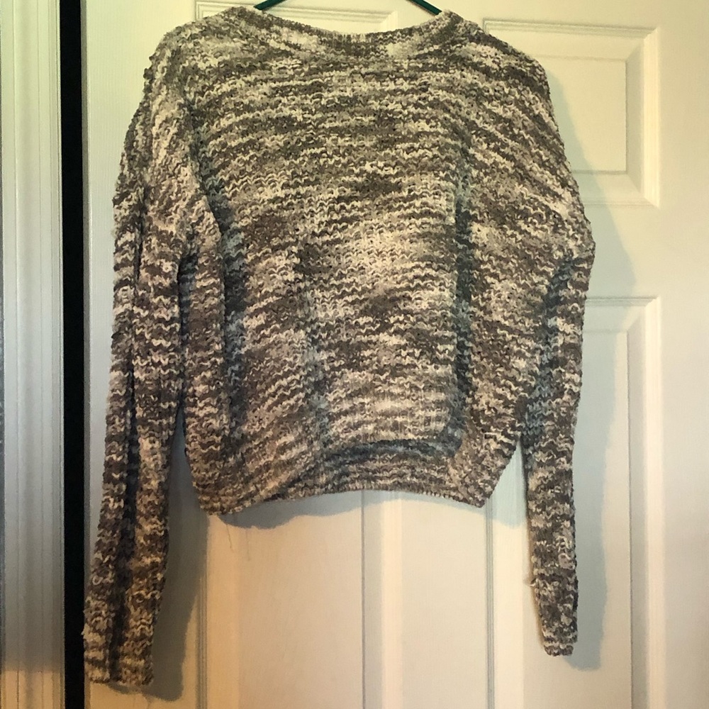 Gray and white sweater crop top